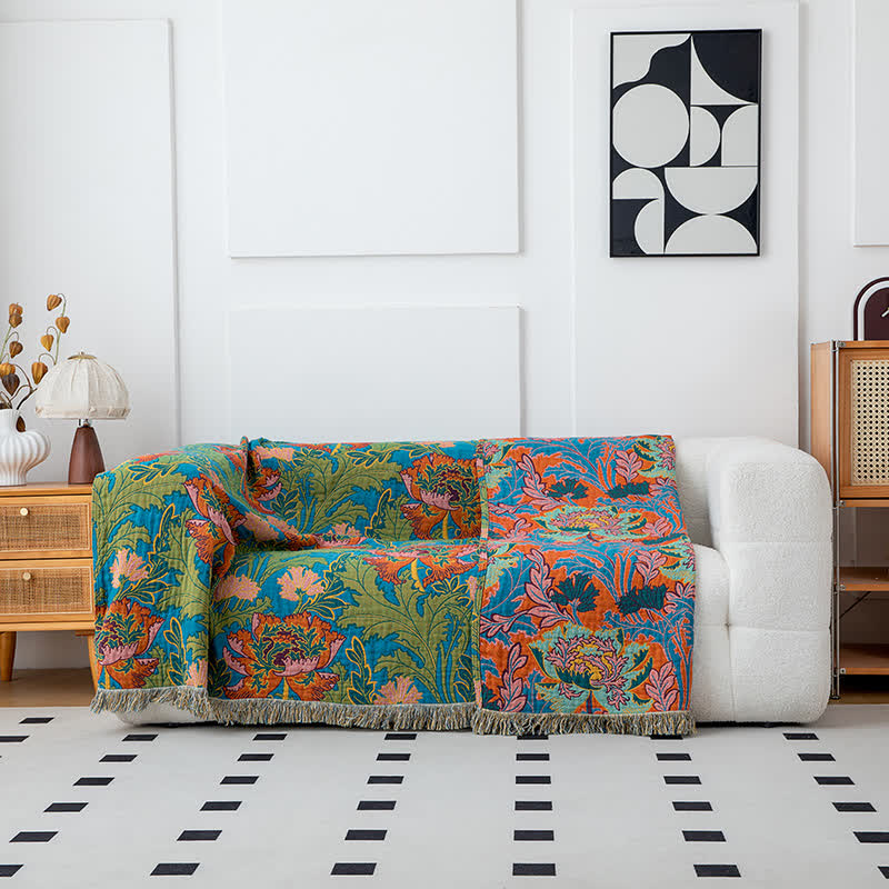 Poppy Natural Cotton Tassel Blanket - 90" x 98" - image 1