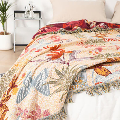 Pineapple Floral Butterfly Natural Cotton Blanket - image 6