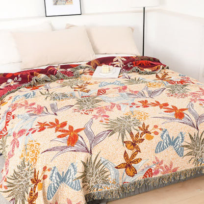 Pineapple Floral Butterfly Natural Cotton Blanket - image 5