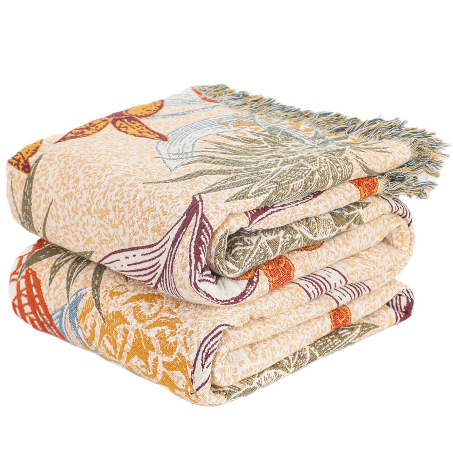 Pineapple Floral Butterfly Natural Cotton Blanket - image 1