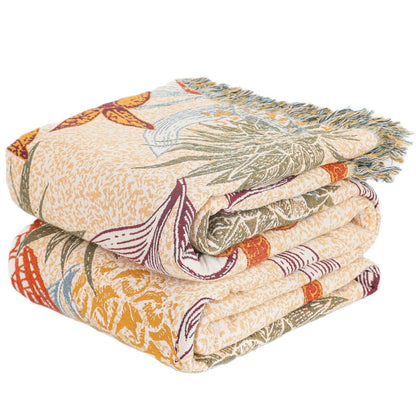 Pineapple Floral Butterfly Natural Cotton Blanket - image 1