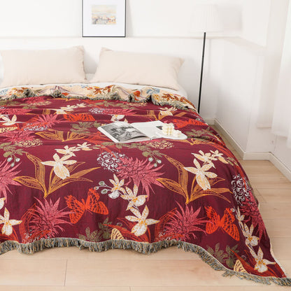 Pineapple Floral Butterfly Natural Cotton Blanket - image 3