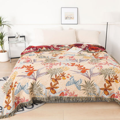 Pineapple Floral Butterfly Natural Cotton Blanket - image 2