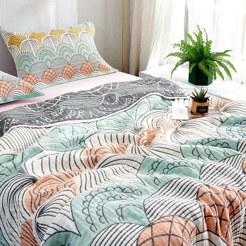 ownkoti Shell Print Cotton Quilt Reversible Blanket - image 8