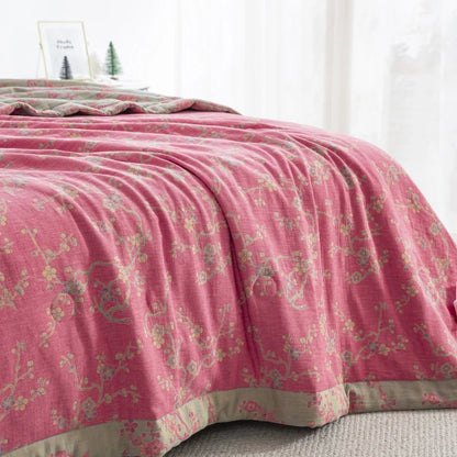 Pink Wintersweet Cotton Gauze Jacquard Quilt - image 3