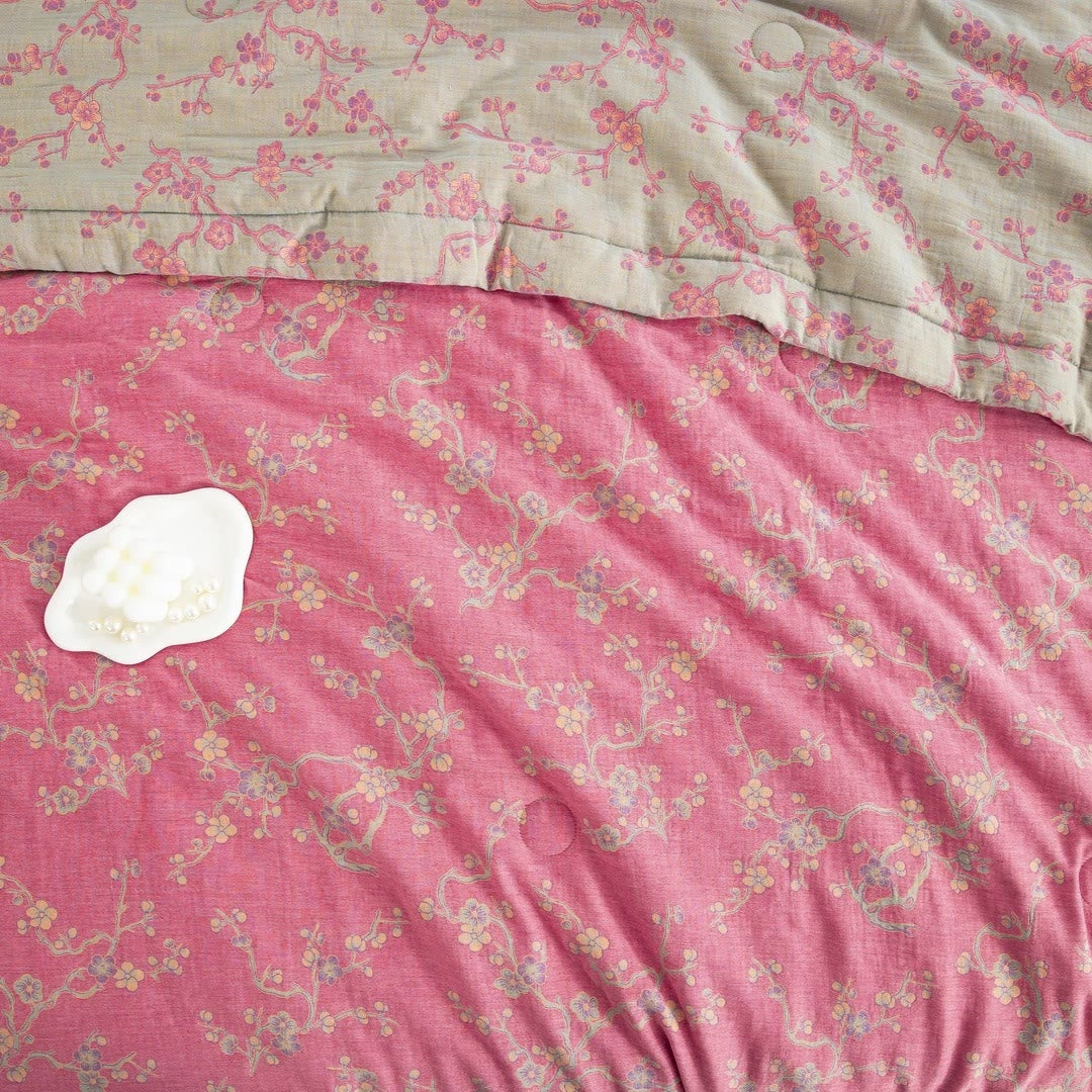 Pink Wintersweet Cotton Gauze Jacquard Quilt - image 4