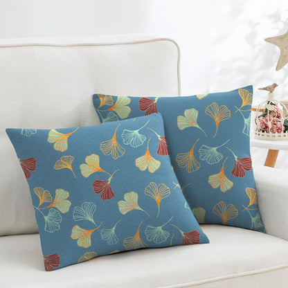 Ginkgo Biloba Cotton Jacquard Square Pillowcases(2PCS) - Blue - 18" x 18" - image 4