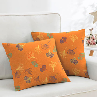 Ginkgo Biloba Cotton Jacquard Square Pillowcases(2PCS) - Orange - 18" x 18" - image 0