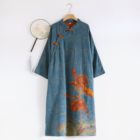 Vintage Lotus Cotton Double Gauze Nightdress - XL - image 0