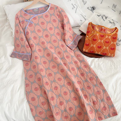 Persimmon Bow Cotton Gauze Jacquard Nightdress - image 6