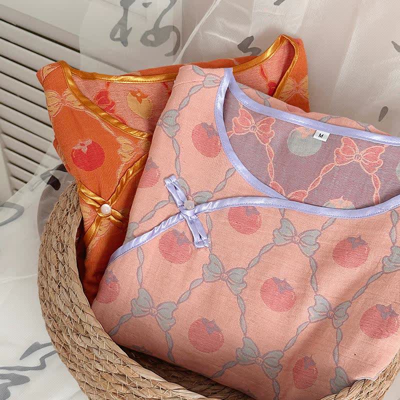 Persimmon Bow Cotton Gauze Jacquard Nightdress - image 2