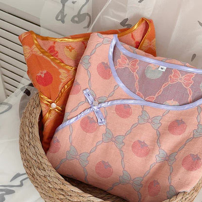 Persimmon Bow Cotton Gauze Jacquard Nightdress - image 2