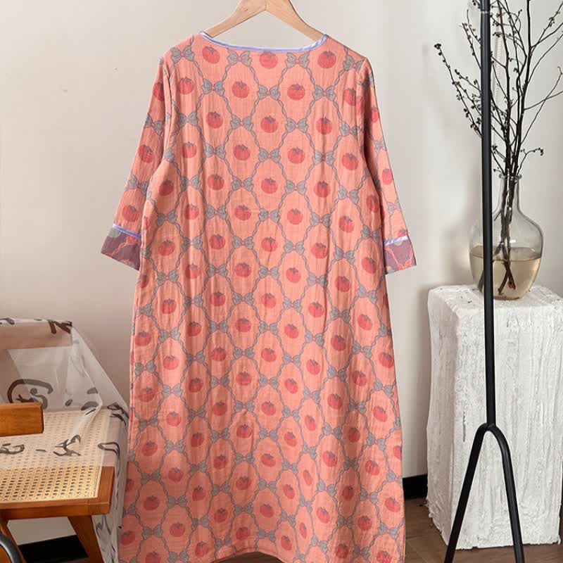 Persimmon Bow Cotton Gauze Jacquard Nightdress - image 5
