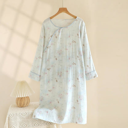 Oriental Rabbit Bamboo Cotton Gauze Nightdress - XL - image 0