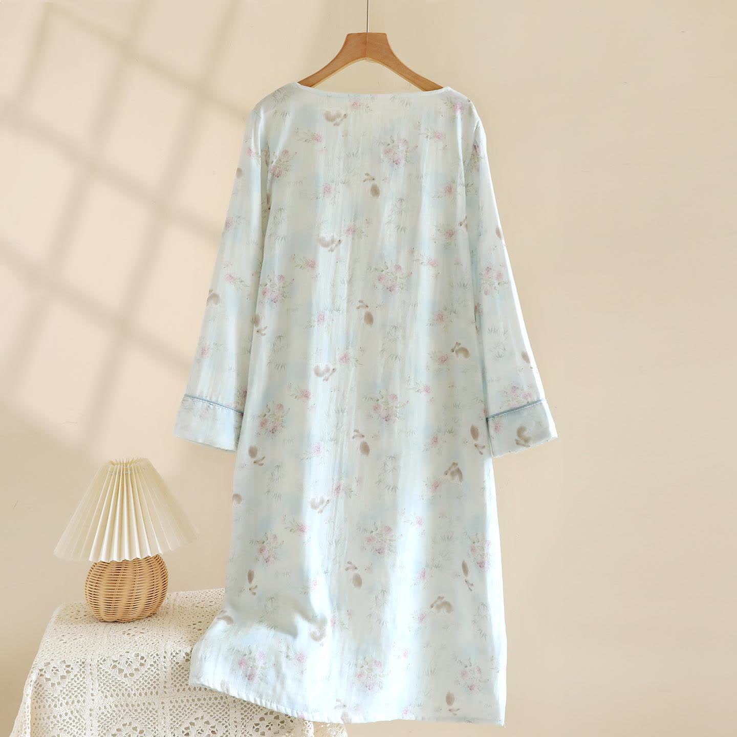 Oriental Rabbit Bamboo Cotton Gauze Nightdress - image 1