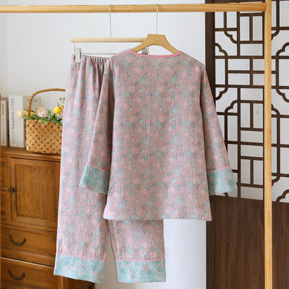 Oriental Floral Cotton Gauze Jacquard Pajamas - image 4