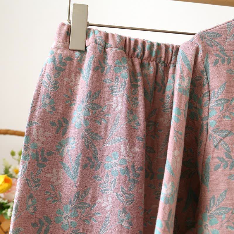 Oriental Floral Cotton Gauze Jacquard Pajamas - image 13