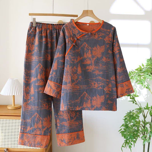 Nature Scene Cotton Double Gauze Sleepwear - XXL - image 0