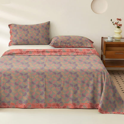 Ginkgo Leaf Cotton Gauze Bedspread - Grey & Pink - 2PCS Pillowcases - 40" x 20" - image 4