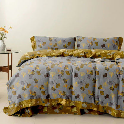Ginkgo Biloba Cotton Bedding Set(4PCS) - Light Grey - Cal King - image 16