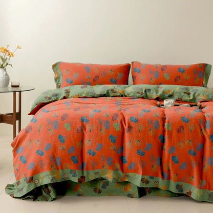 Ginkgo Biloba Cotton Bedding Set(4PCS) - Red - Cal King - image 12