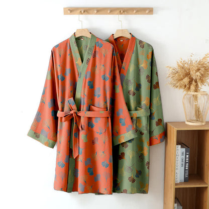Ginkgo Biloba Cotton Gauze Kimono Robe - image 2