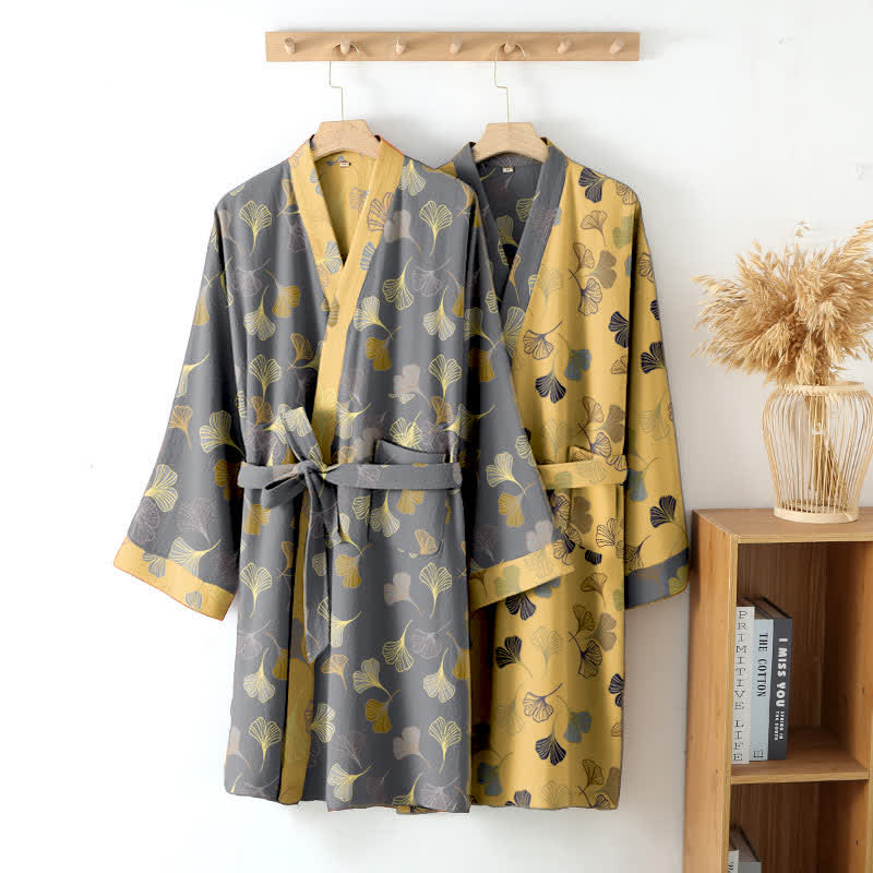 Ginkgo Biloba Cotton Gauze Kimono Robe - image 3
