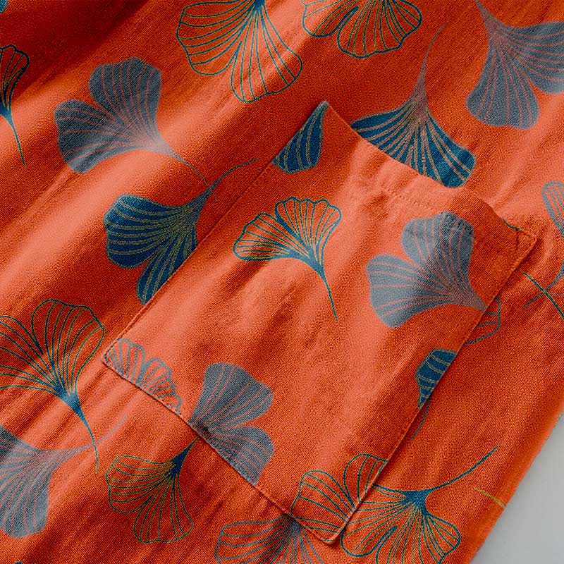 Ginkgo Biloba Cotton Gauze Kimono Robe - image 25