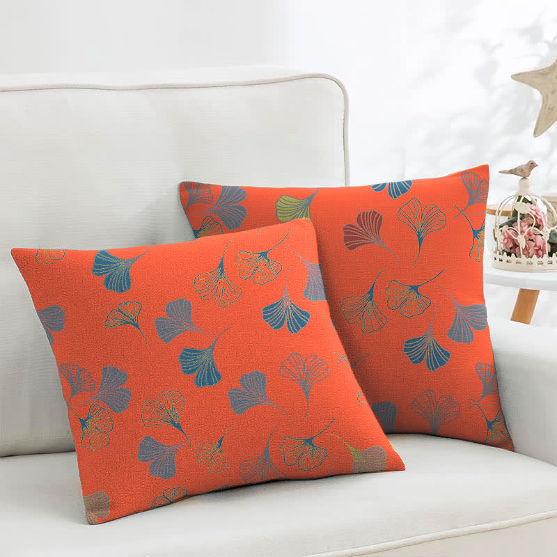 Ginkgo Biloba Cotton Jacquard Square Pillowcases(2PCS) - Bright Orange - 18" x 18" - image 16
