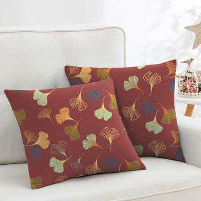 Ginkgo Biloba Cotton Jacquard Square Pillowcases(2PCS) - Red - 18" x 18" - image 12
