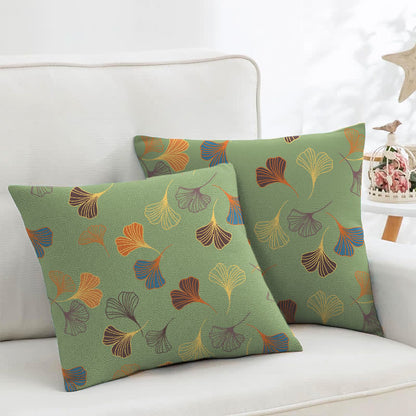 Ginkgo Biloba Cotton Jacquard Square Pillowcases(2PCS) - Green - 18" x 18" - image 8