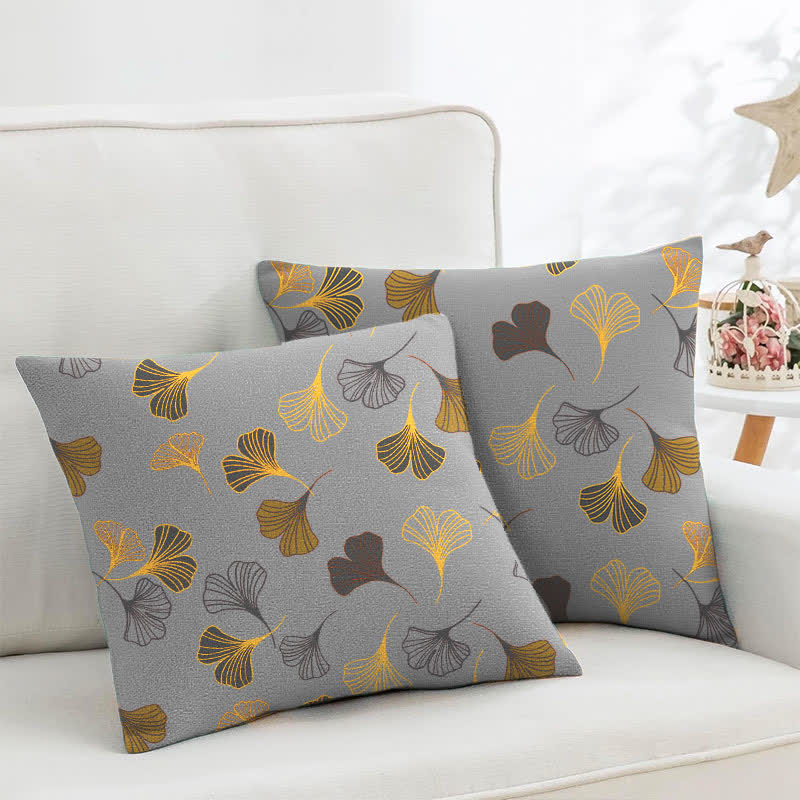 Ginkgo Biloba Cotton Jacquard Square Pillowcases(2PCS) - Light Grey - 18" x 18" - image 19