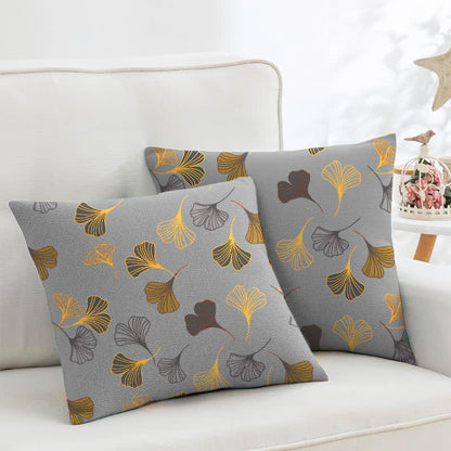 Ginkgo Biloba Cotton Jacquard Square Pillowcases(2PCS) - Light Grey - 18" x 18" - image 19