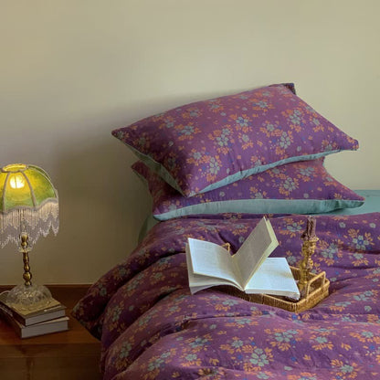 Purple Floral Cotton Jacquard Bedding Set(4PCS) - image 3