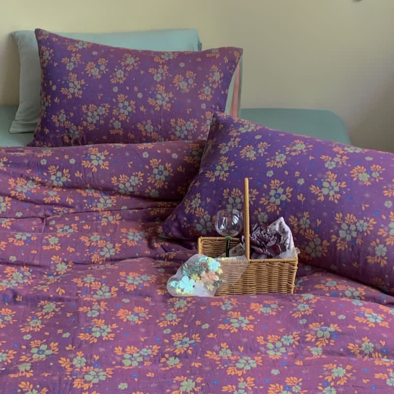 Purple Floral Cotton Jacquard Bedding Set(4PCS) - image 2