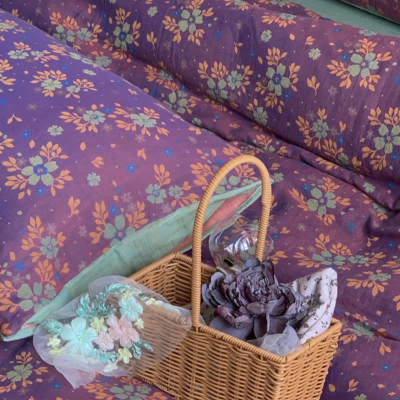 Purple Floral Cotton Jacquard Bedding Set(4PCS) - image 4