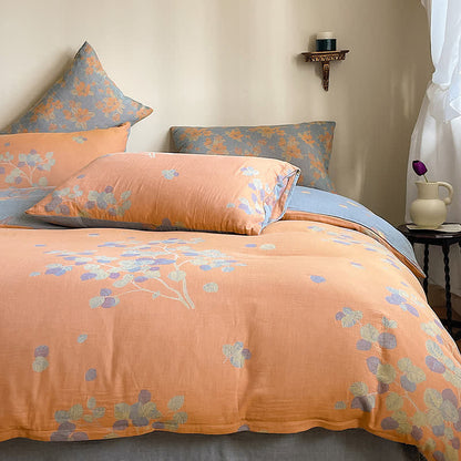 Botanical Cotton Double Gauze Bedding Set(4PCS) - Orange - King - image 4