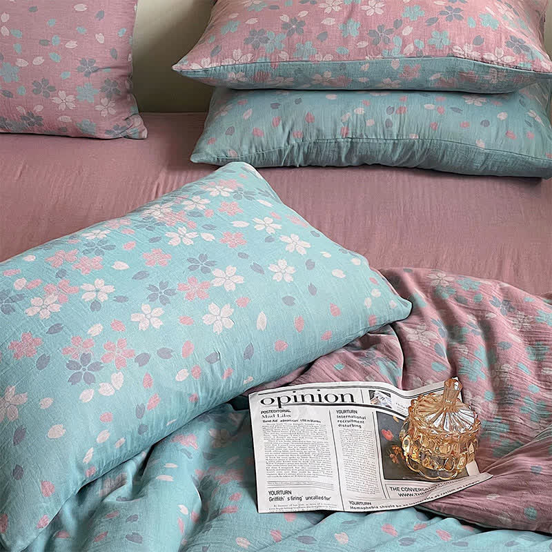 Cherry Blossom Cotton Gauze Bedding Set(4PCS) - image 4
