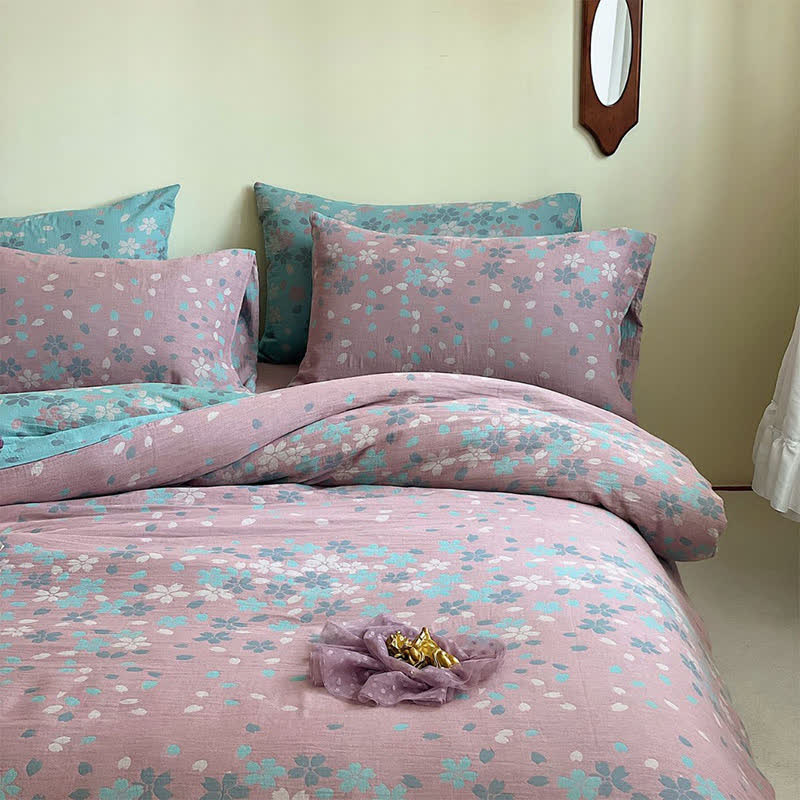 Cherry Blossom Cotton Gauze Bedding Set(4PCS) - image 1