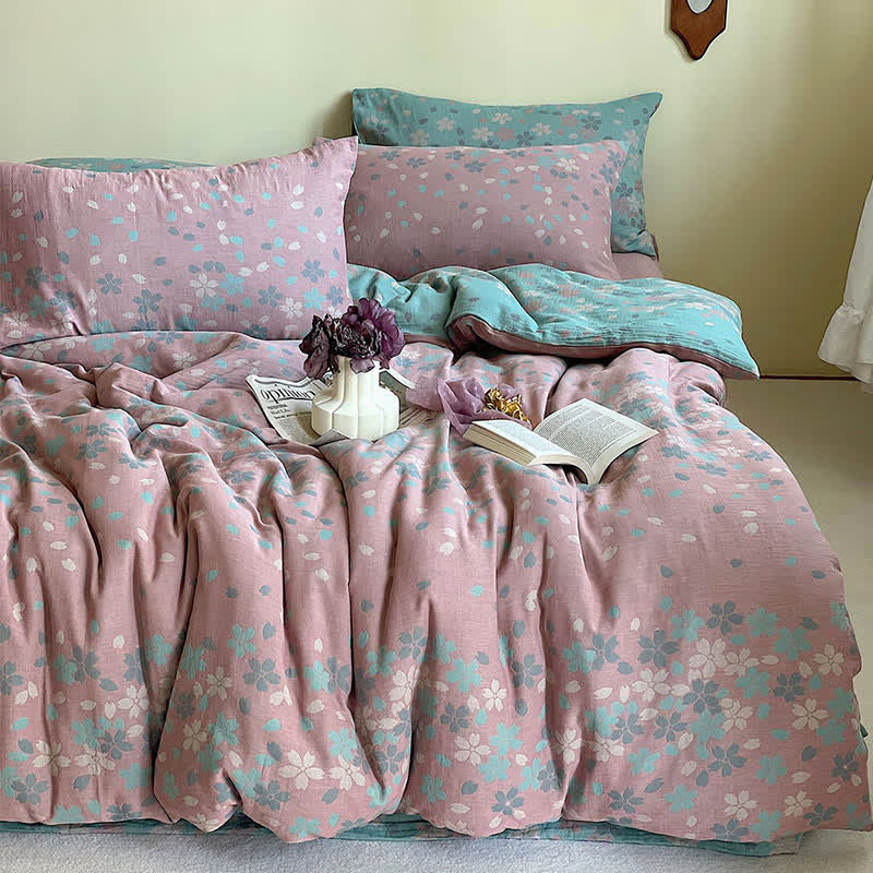 Cherry Blossom Cotton Gauze Bedding Set(4PCS) - King - image 0