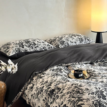 Black Camellia Natural Cotton Bedding Set(4PCS) - image 3