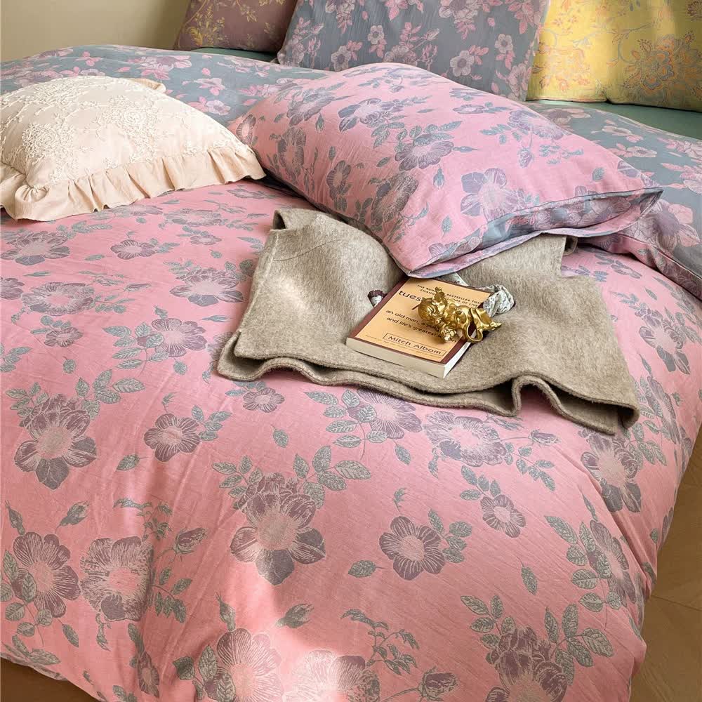 Peach Blossom Cotton Gauze Bedding Set(4PCS) - image 1