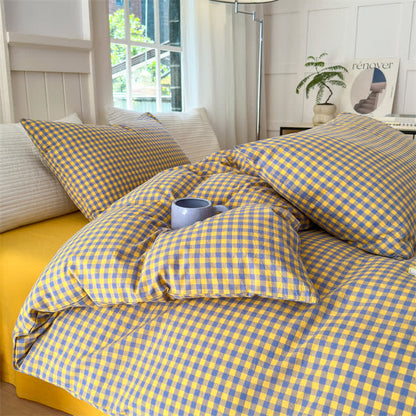 Cotton Plaid Duvet Cover Dorm Bedding Set - image 24