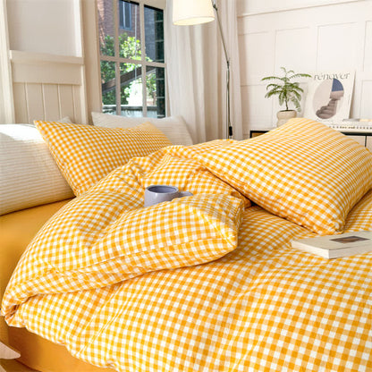 Cotton Plaid Duvet Cover Dorm Bedding Set - image 7