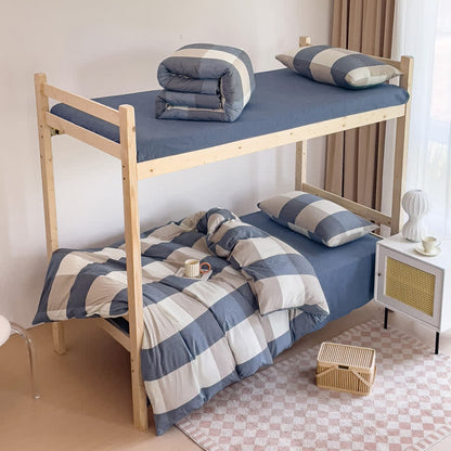 Simple Style Duvet Cover Dorm Bedding Set - Blue - Cal King - image 3