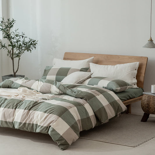 Simple Style Duvet Cover Dorm Bedding Set - Green - Cal King - image 0