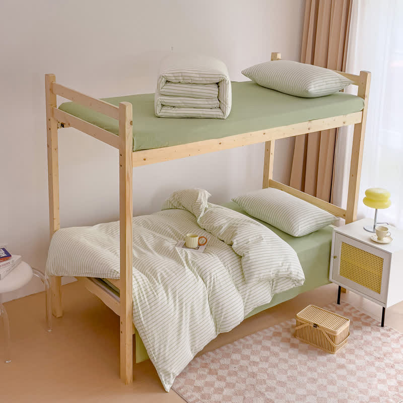 Cotton Minimalist Striped Dorm Bedding Set - image 2