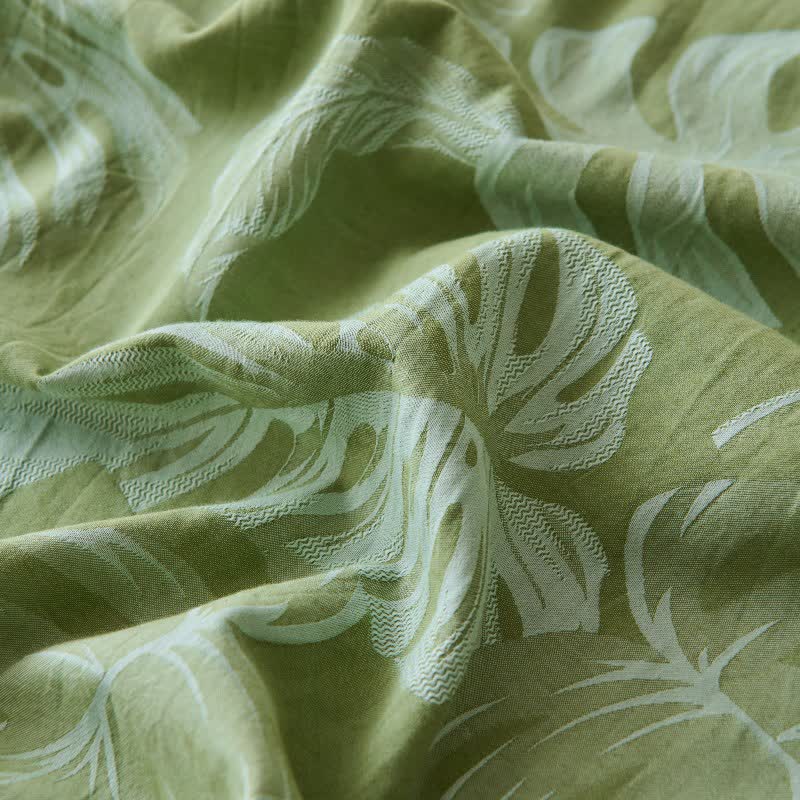 Green Monstera Cotton Gauze Jacquard Bedspread - image 7