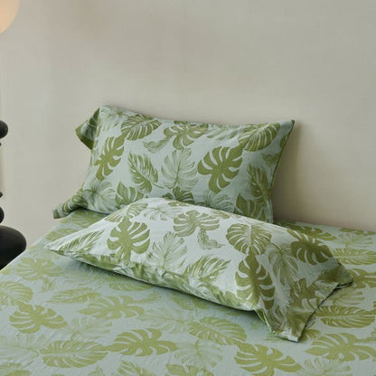 Green Monstera Cotton Gauze Jacquard Bedspread - image 2