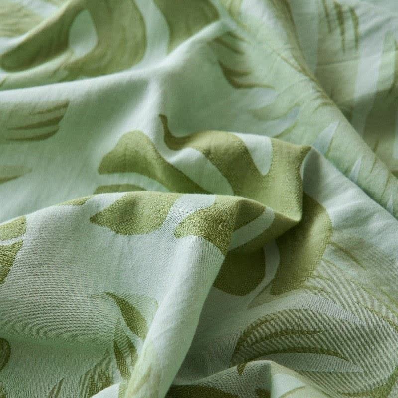 Green Monstera Cotton Gauze Jacquard Bedspread - image 3